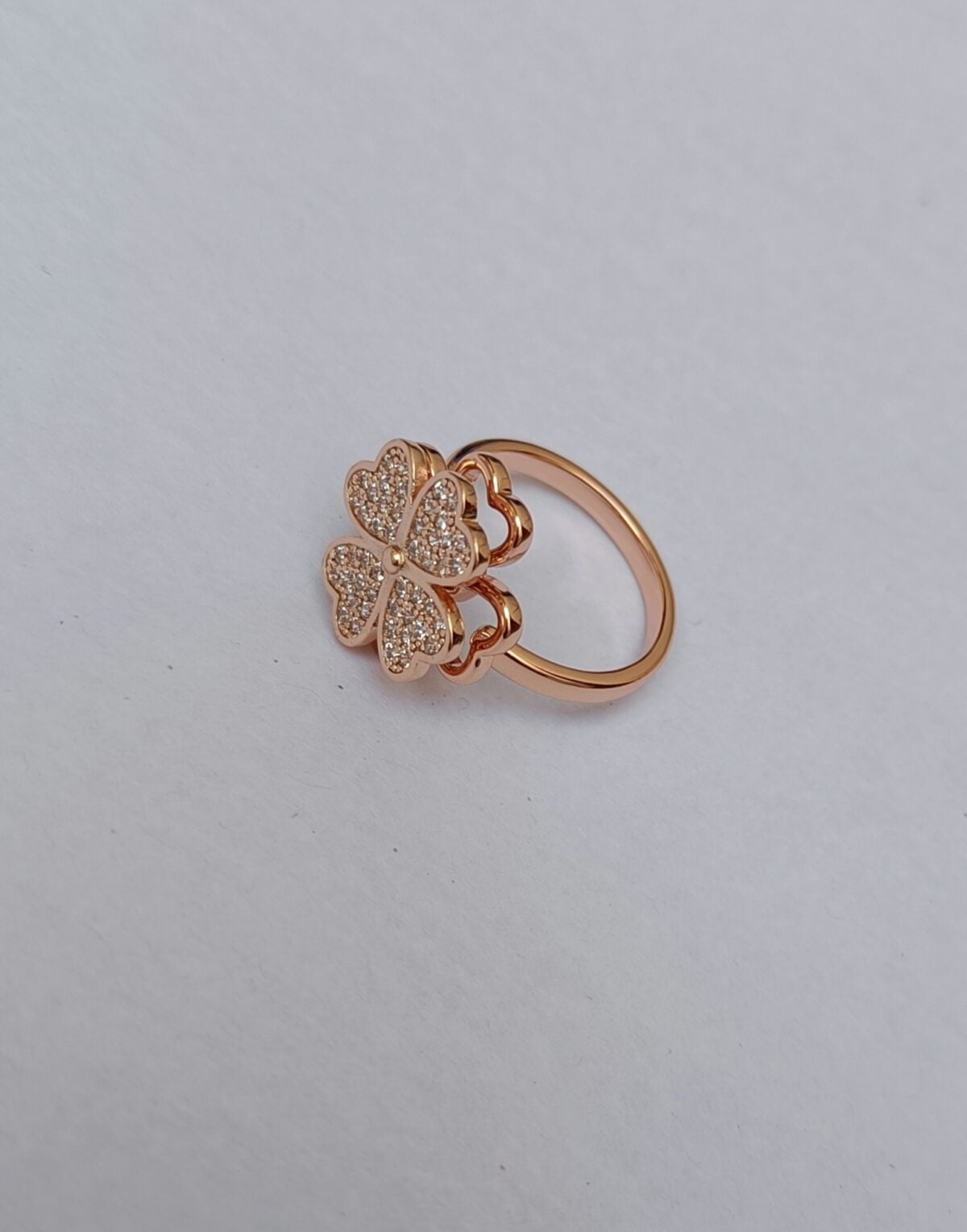 Rose Gold Plated American Diamond Heart Moving adjustable Ring(53) - Image 3