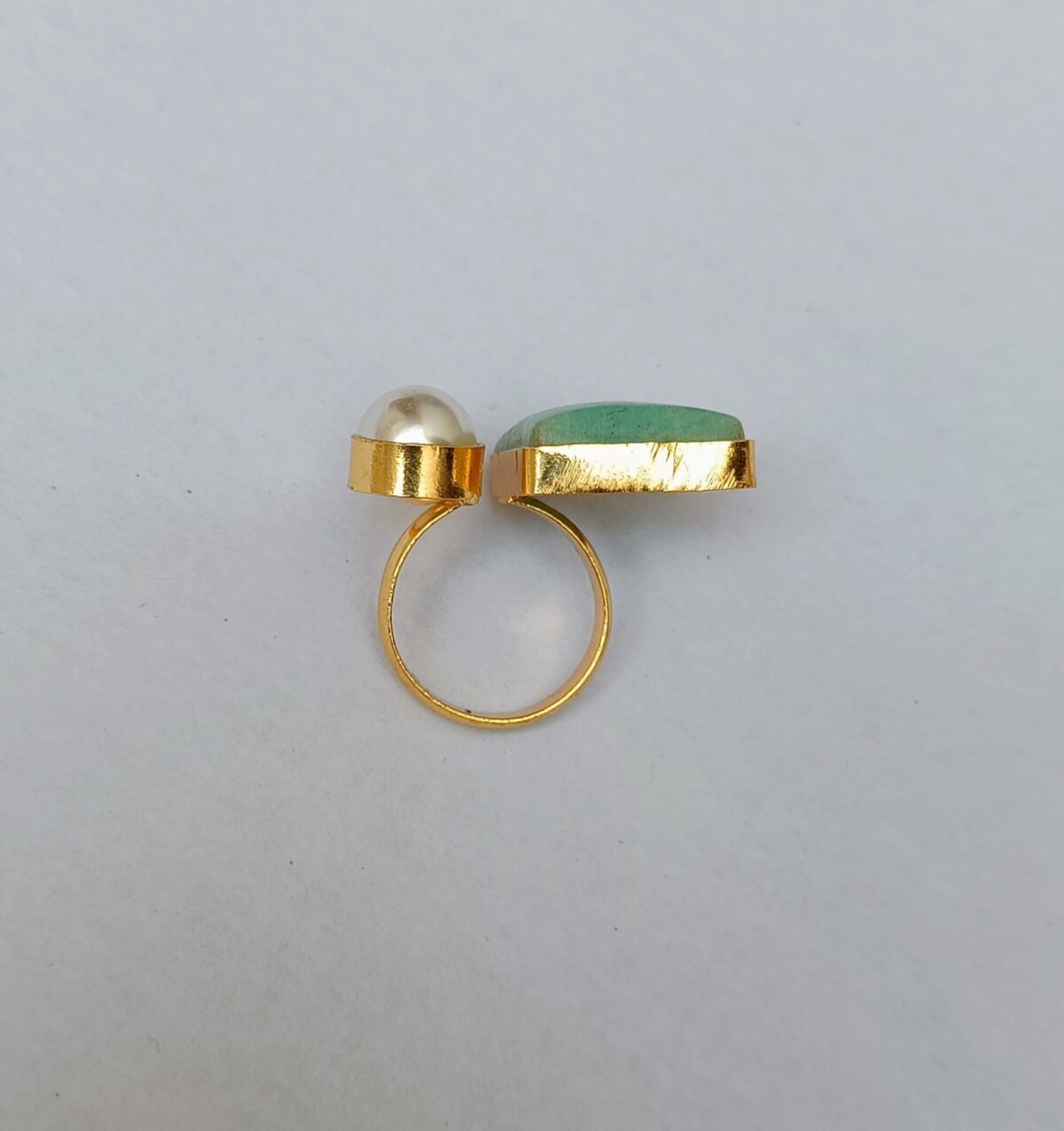 Gold Plated Green Stone Adjustable Ring(51) - Image 3