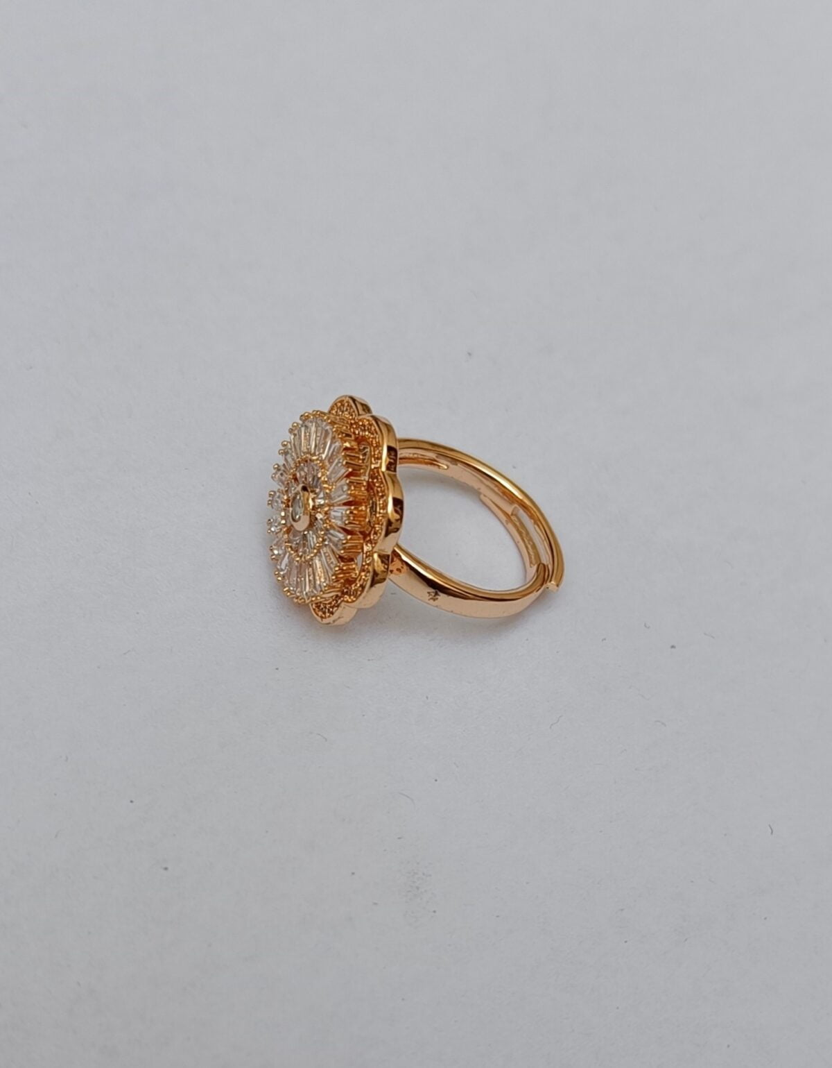 Rose Gold Plated American Diamond Chakra Moving adjustable Ring(54) - Image 3