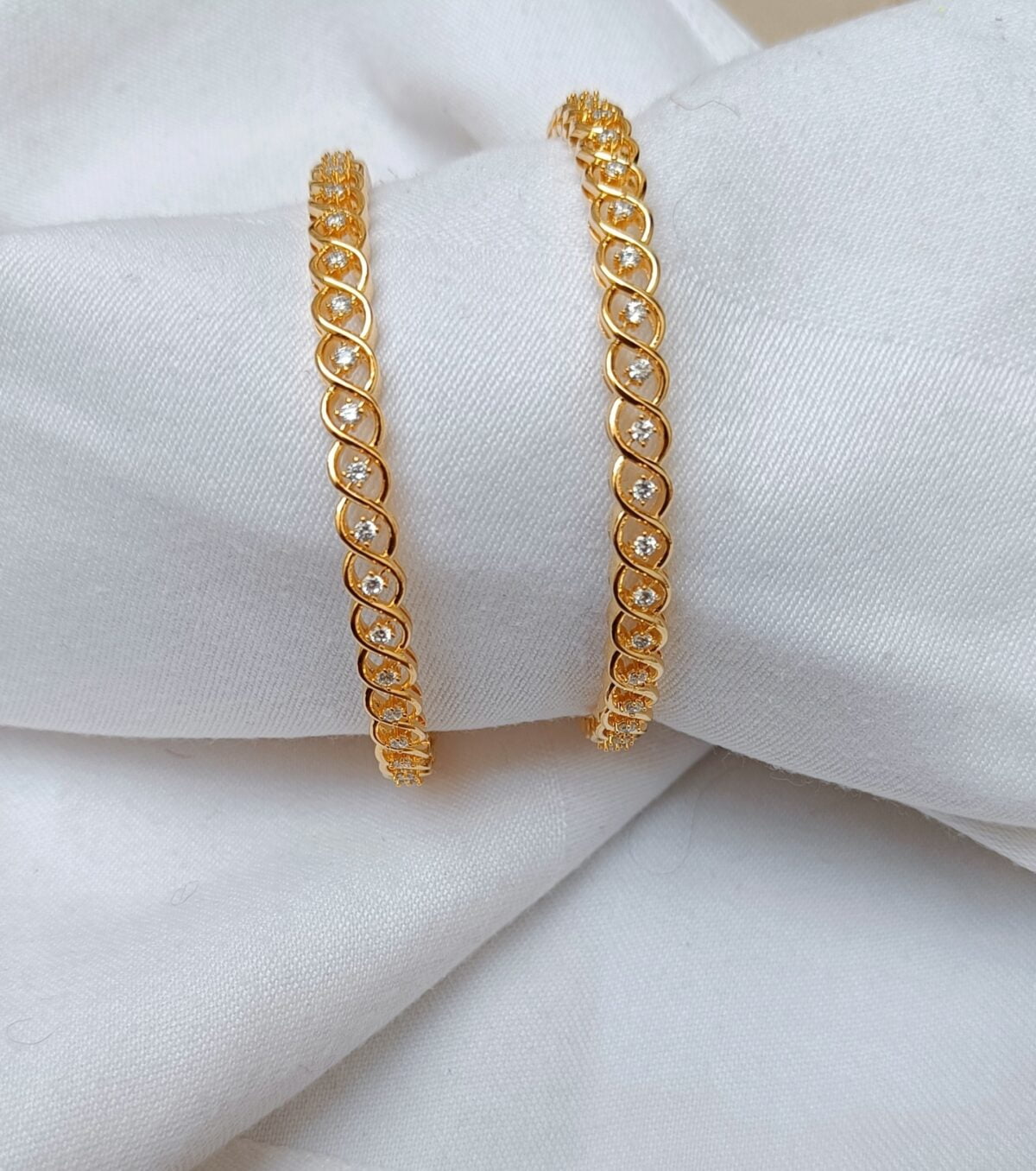 Gold Plated Rhodium AD Stone Bangle