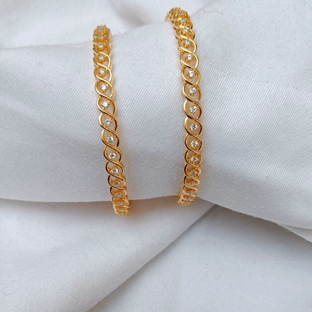 Gold Plated Rhodium AD Stone Bangle