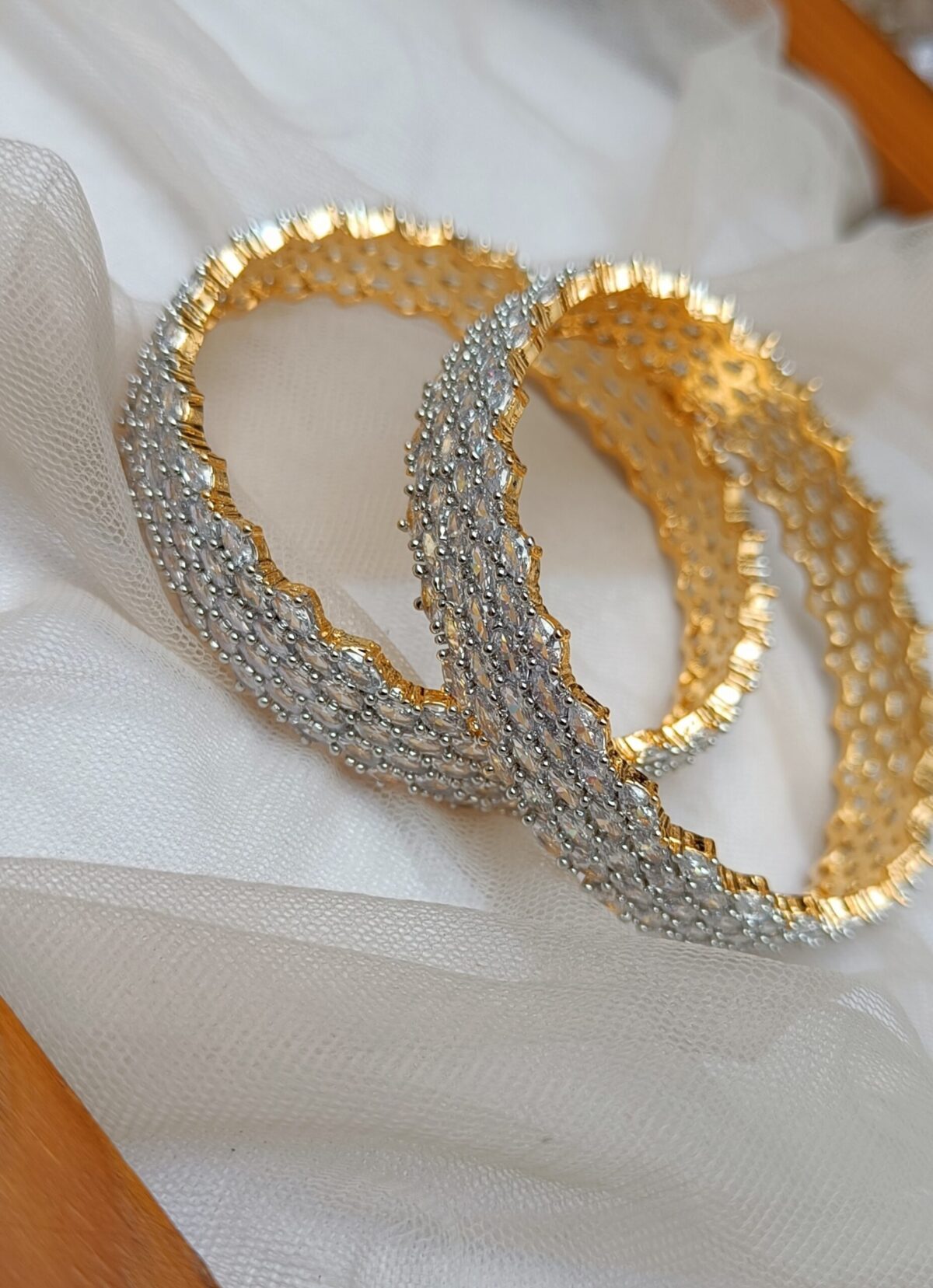 Gold Plated American Diamond Bangle Set - Image 2