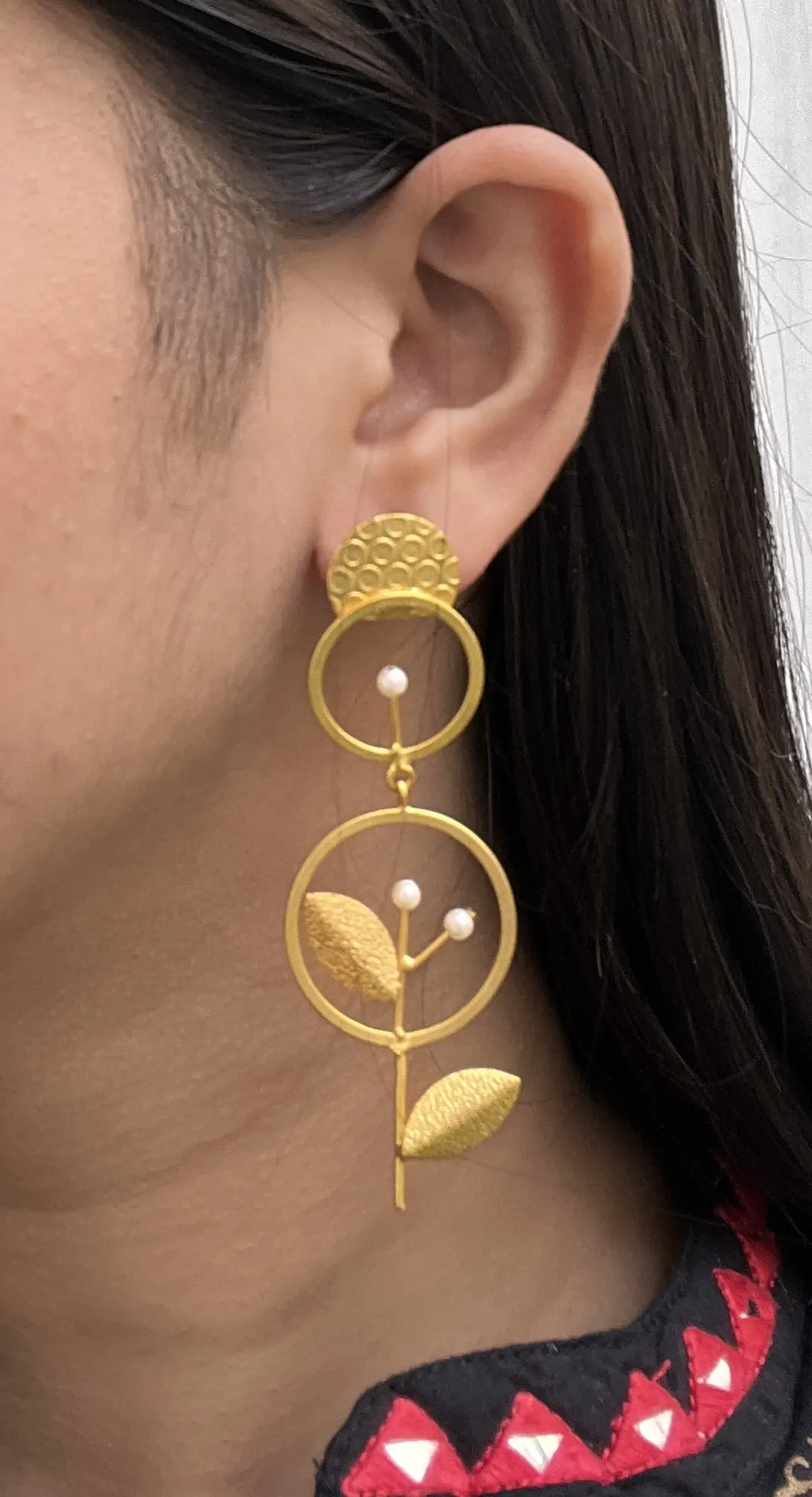 Gold Plated Designer Dangler Earrings - Image 2