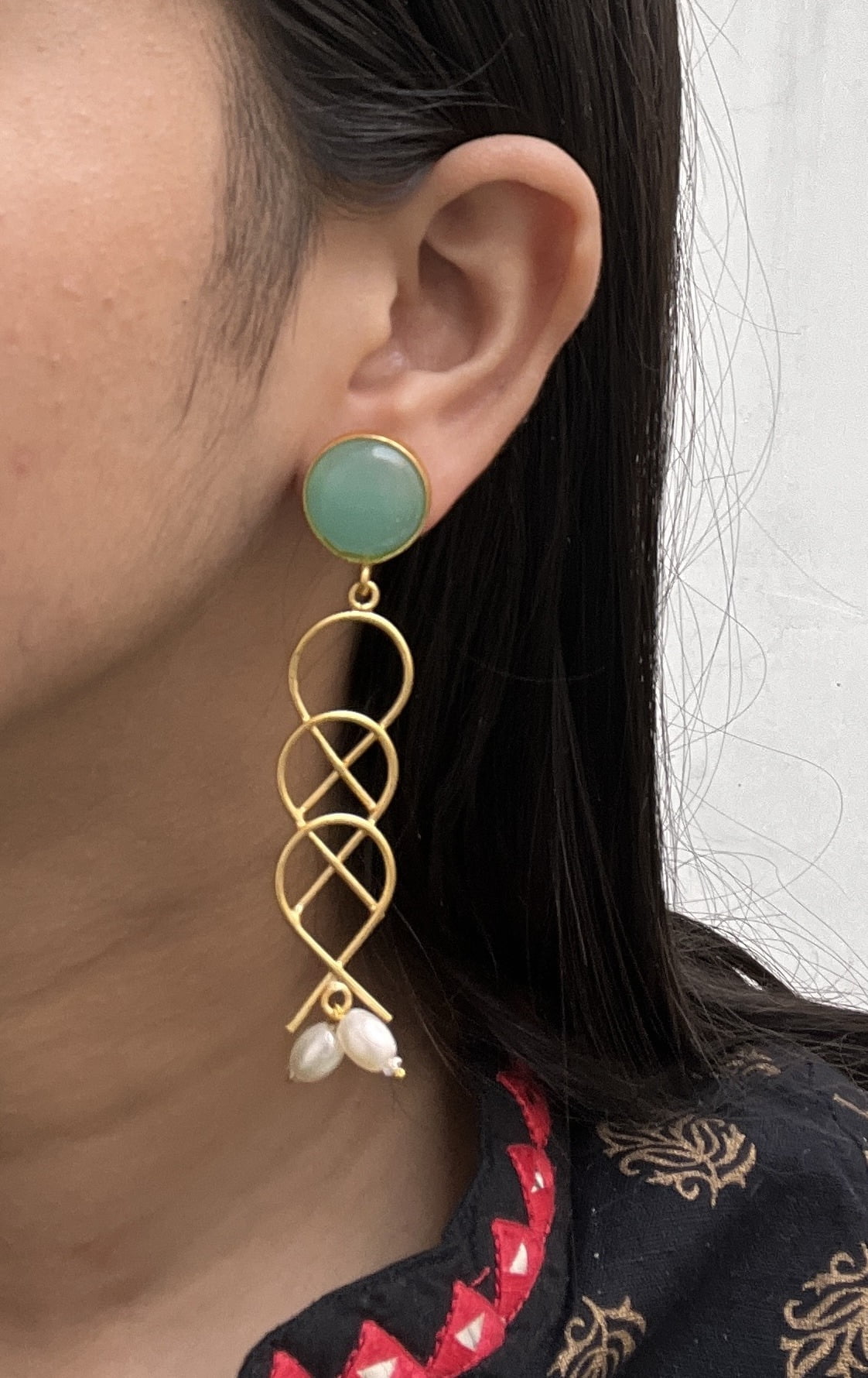 Gold Plated Criss Cross Designer Earrings - Image 2