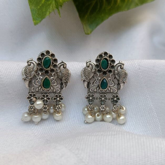 Silver Plated peacock Shape Earrings