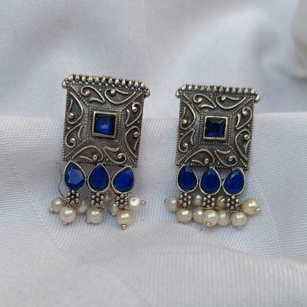 Silver Plated Square Shape Earrings