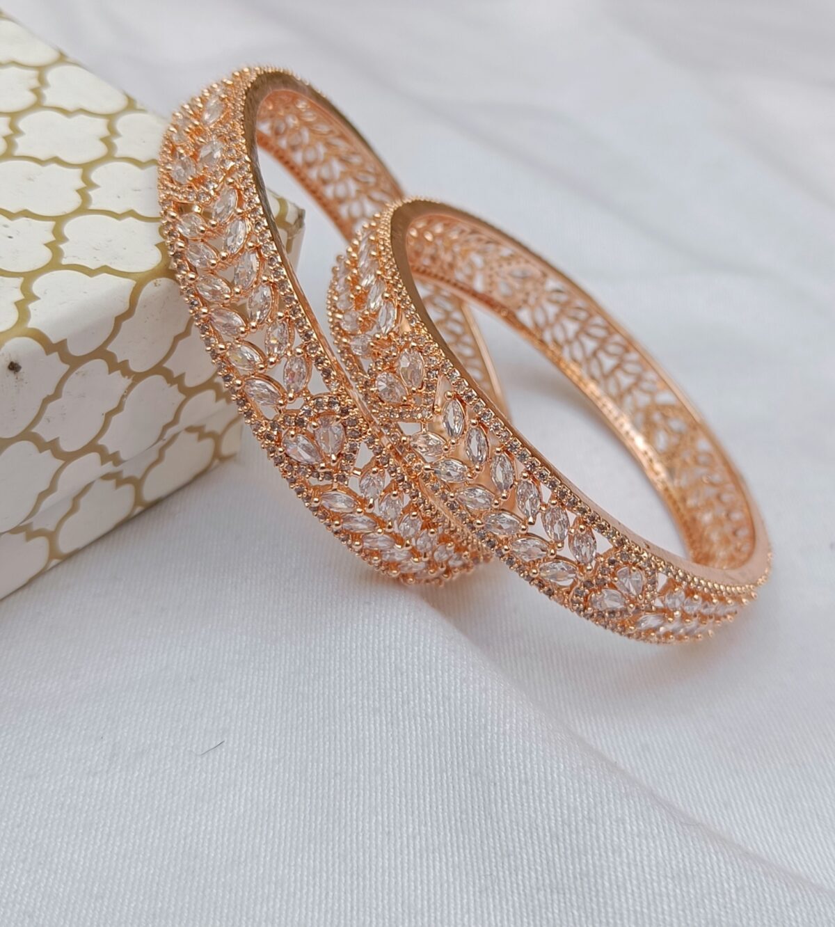 Premium Rose Gold Plated American Diamond Stone Bangle