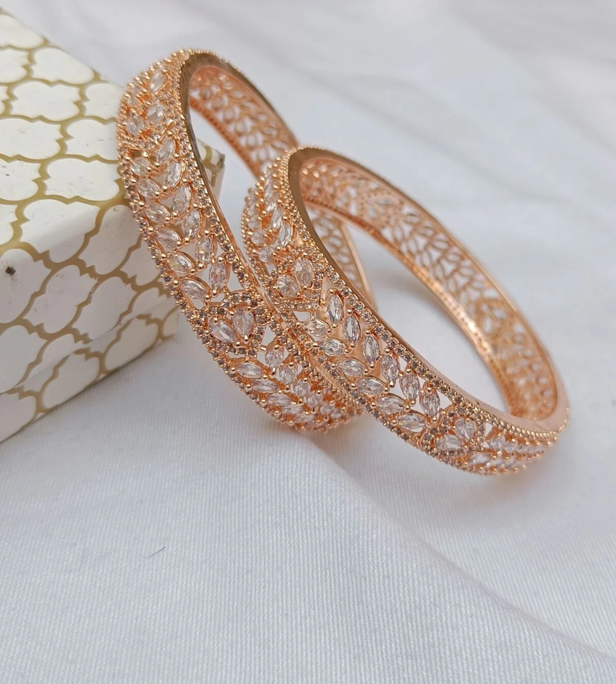 Premium Rose Gold Plated American Diamond Stone Bangle