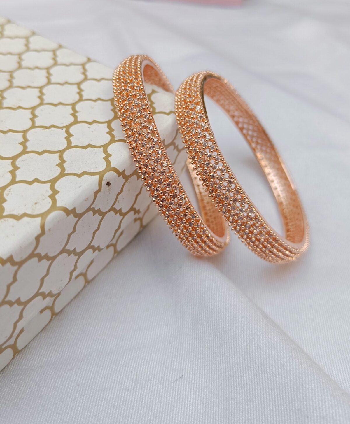 Premium Rose Gold Plated American Diamond Stone Bangle