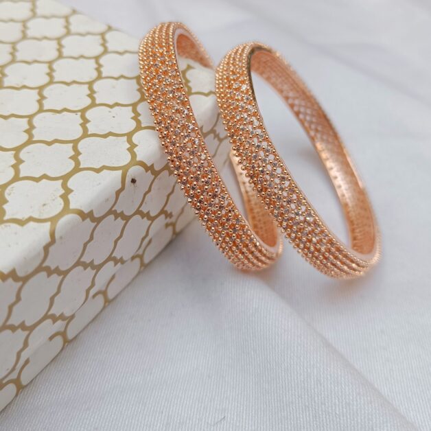 Premium Rose Gold Plated American Diamond Stone Bangle