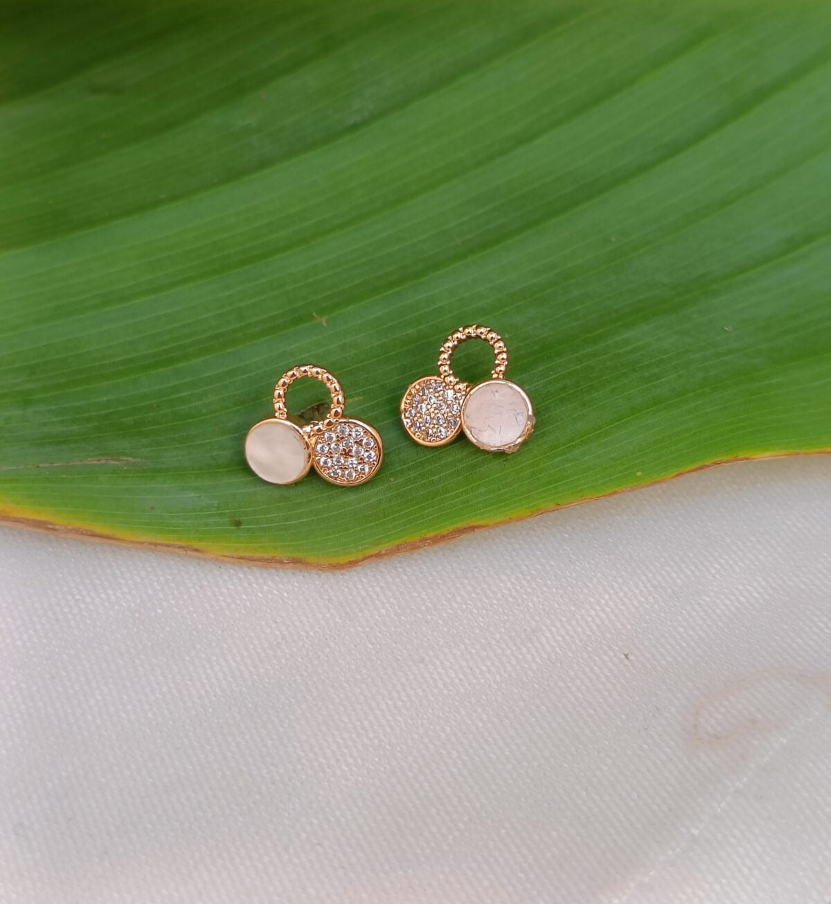 FHF Rose Gold Plated American Diamond 3 circle Stud Earrings