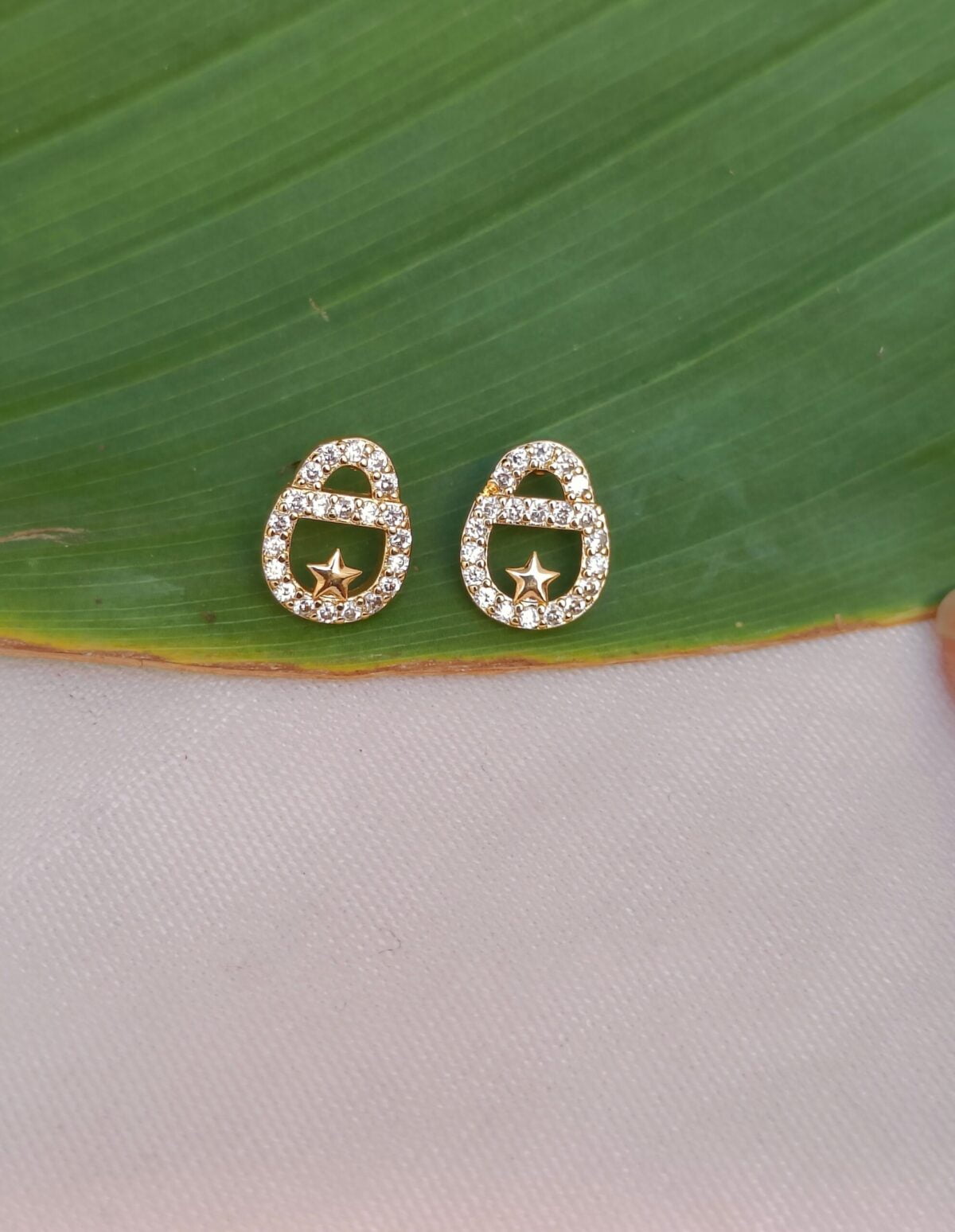 FHF Rose Gold Plated American Diamond Lock Stud Earrings