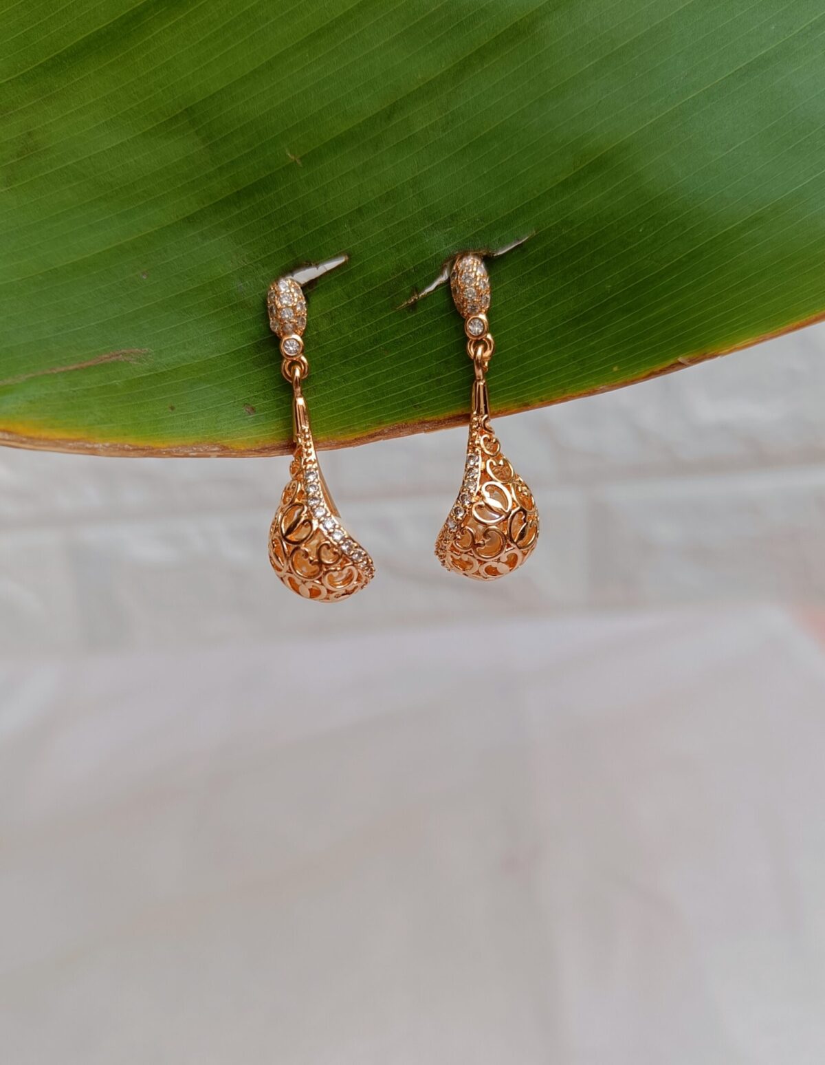 FHF Rose Gold Plated American Diamond Seal Earrings - Image 2