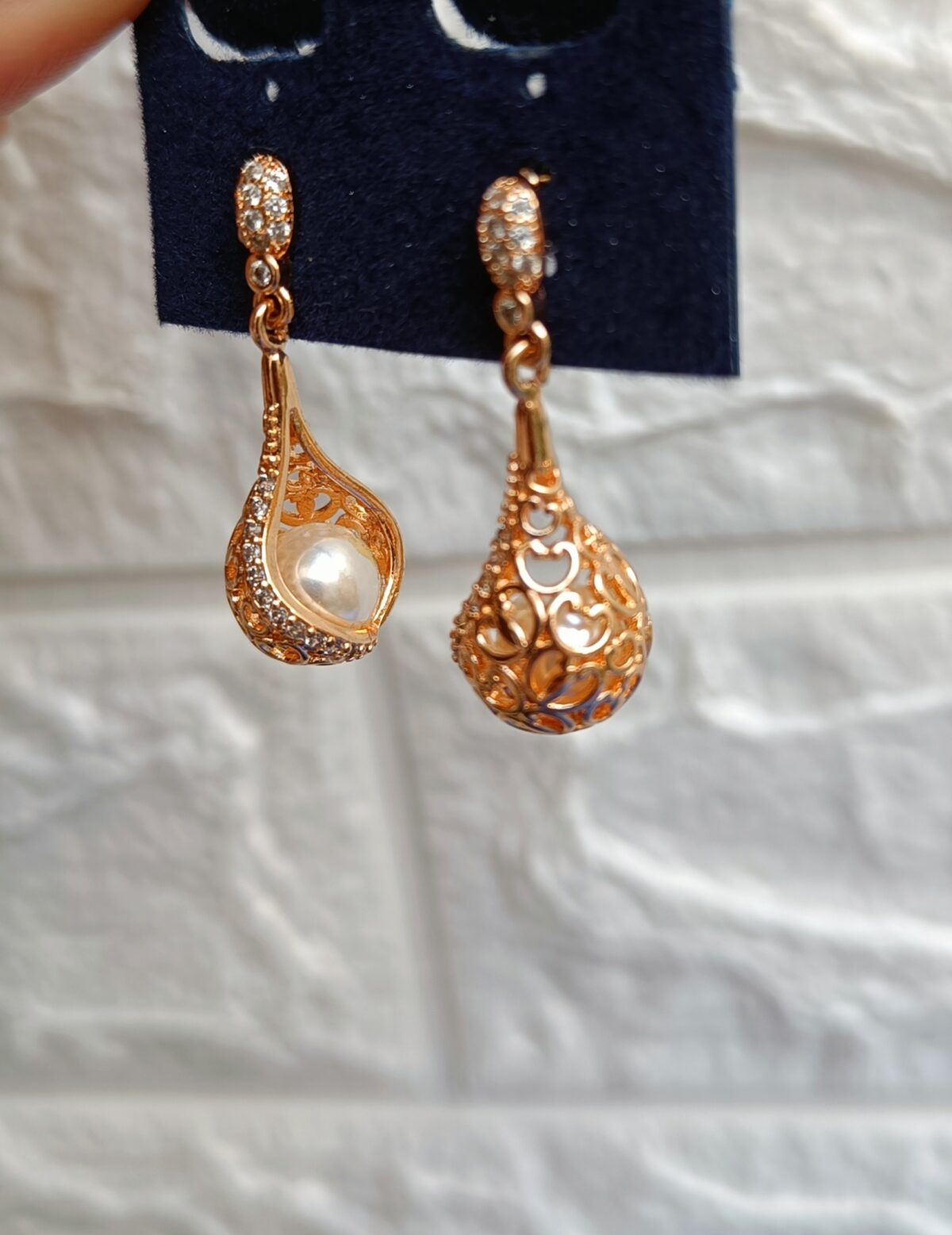 FHF Rose Gold Plated American Diamond Seal Earrings - Image 3