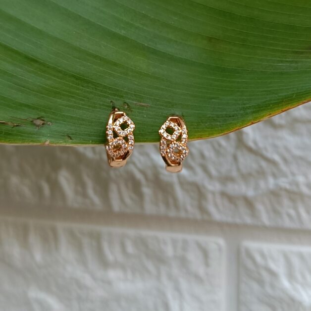 FHF Rose Gold Plated American Diamond Hoop Earrings