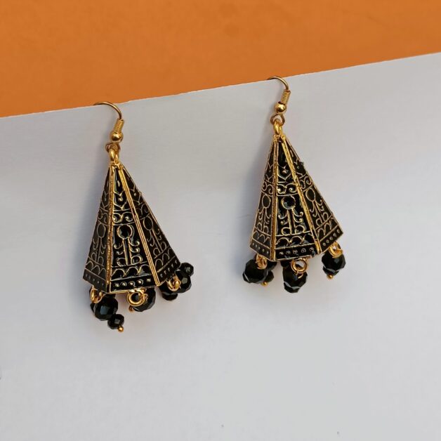 Black Cone Hook Earrings