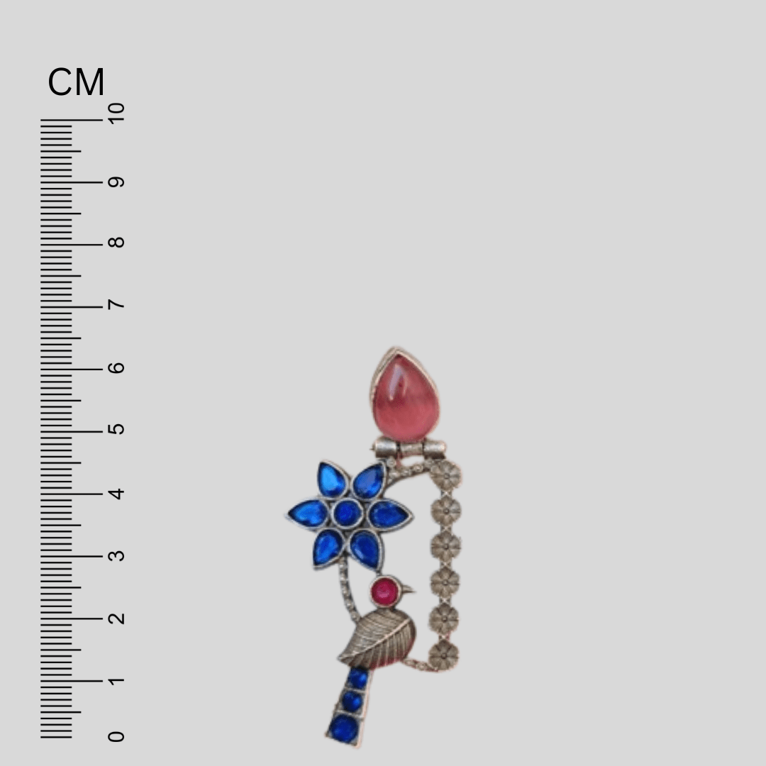 Silver Plated Designer Stone Bird Earrings - Image 2