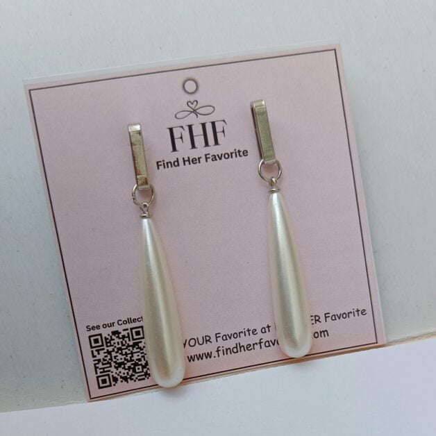 Silver Plated Big Pearl Drop Earrings