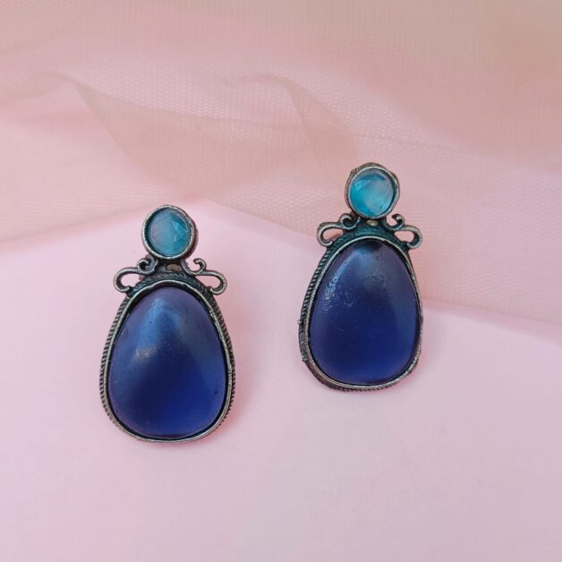 Silver Plated Blue Stone Earrings