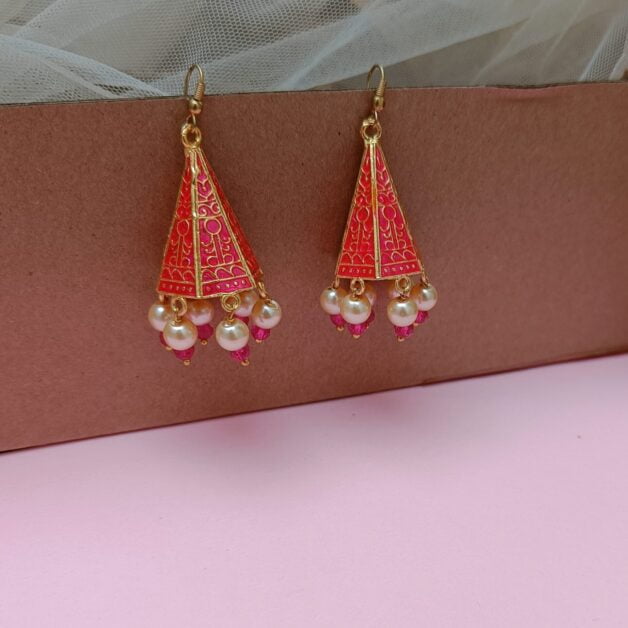 Red Cone Hook Earrings