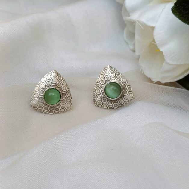Silver Plated Triangular Stud Earrings