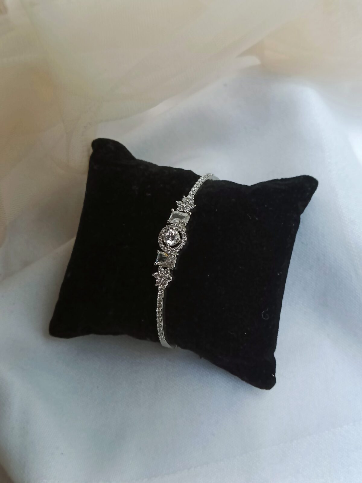 Silver Plated American Diamond Designer Bracelet