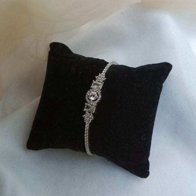 Silver Plated American Diamond Designer Bracelet