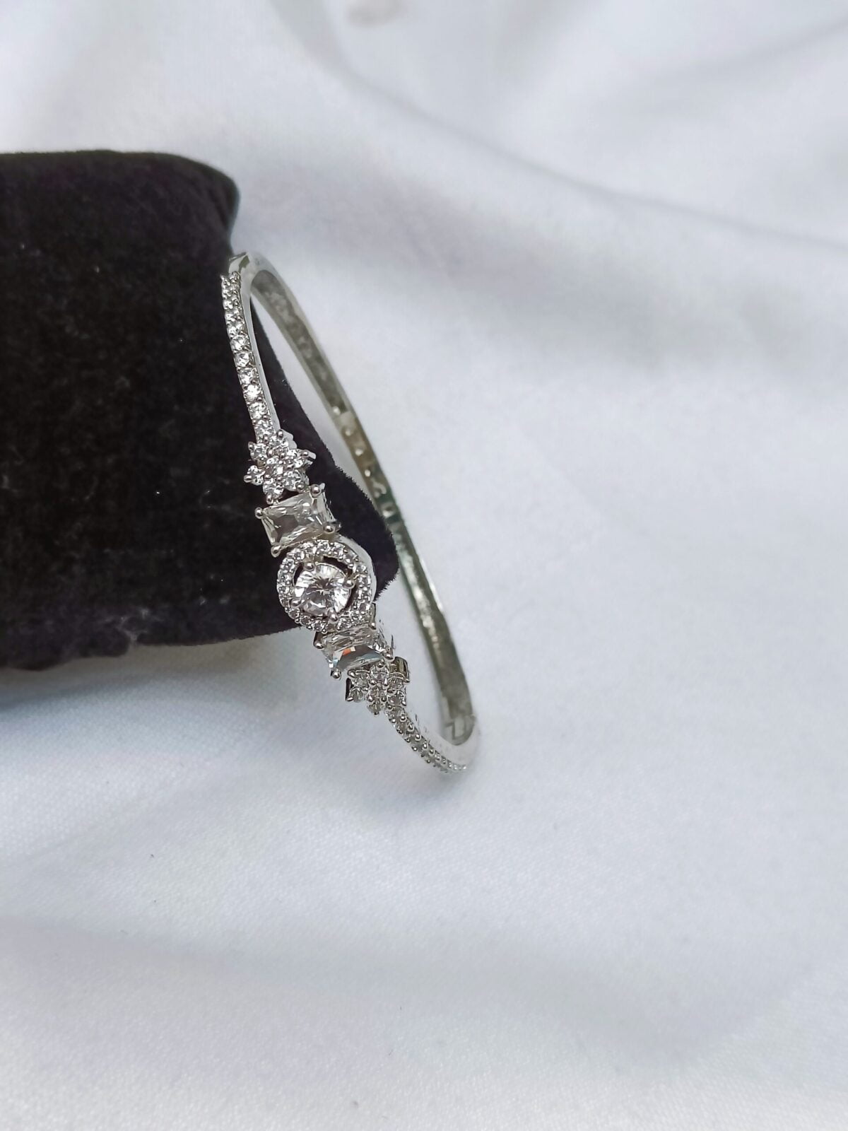 Silver Plated American Diamond Designer Bracelet - Image 2