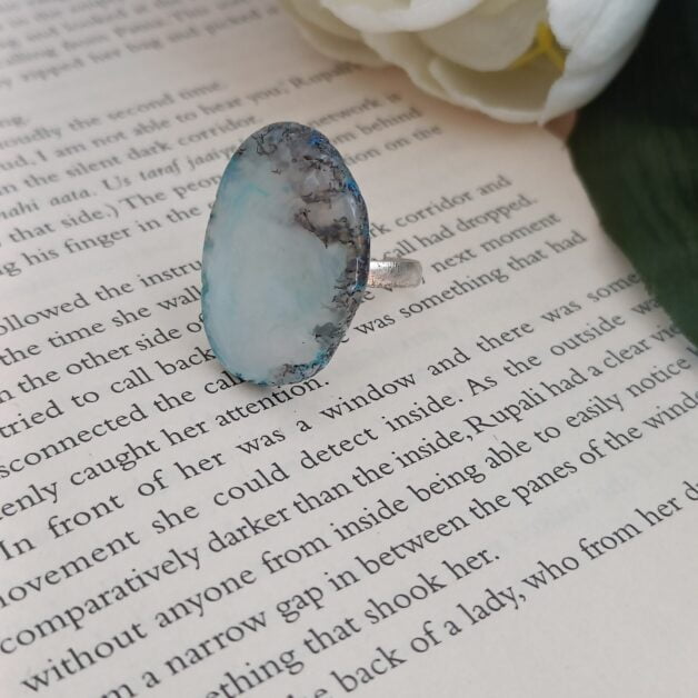 FHF Natural Stone Sea Design Adjustable Ring(60)