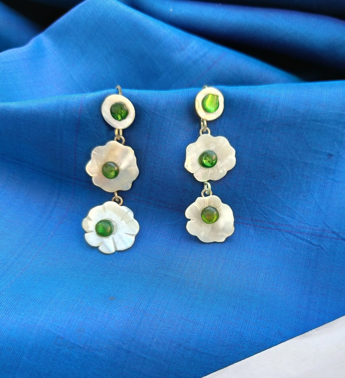 FHF Sea Shell Layered Flower Hook Earrings