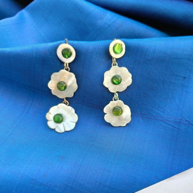 FHF Sea Shell Layered Flower Hook Earrings