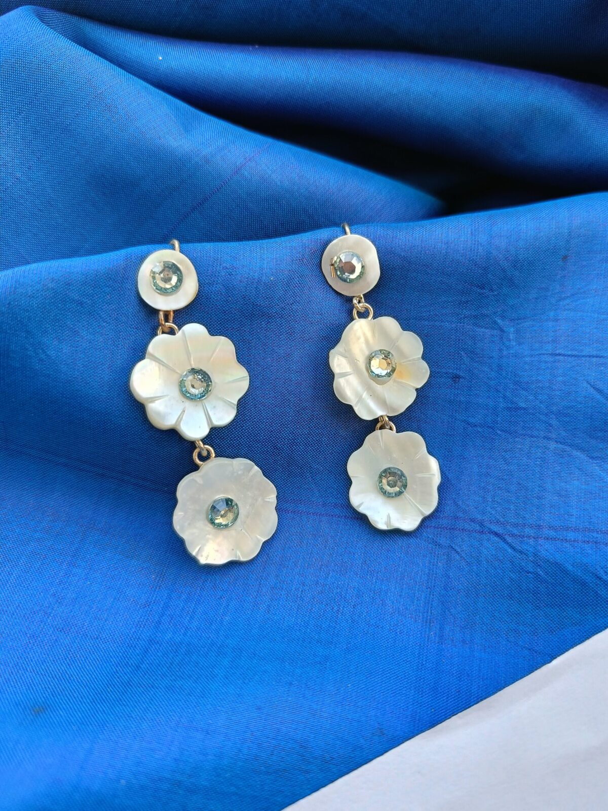 FHF Sea Shell Layered Flower Hook Earrings