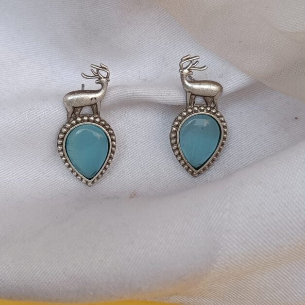 FHF Silver Plated Dear Drop Stud Earrings