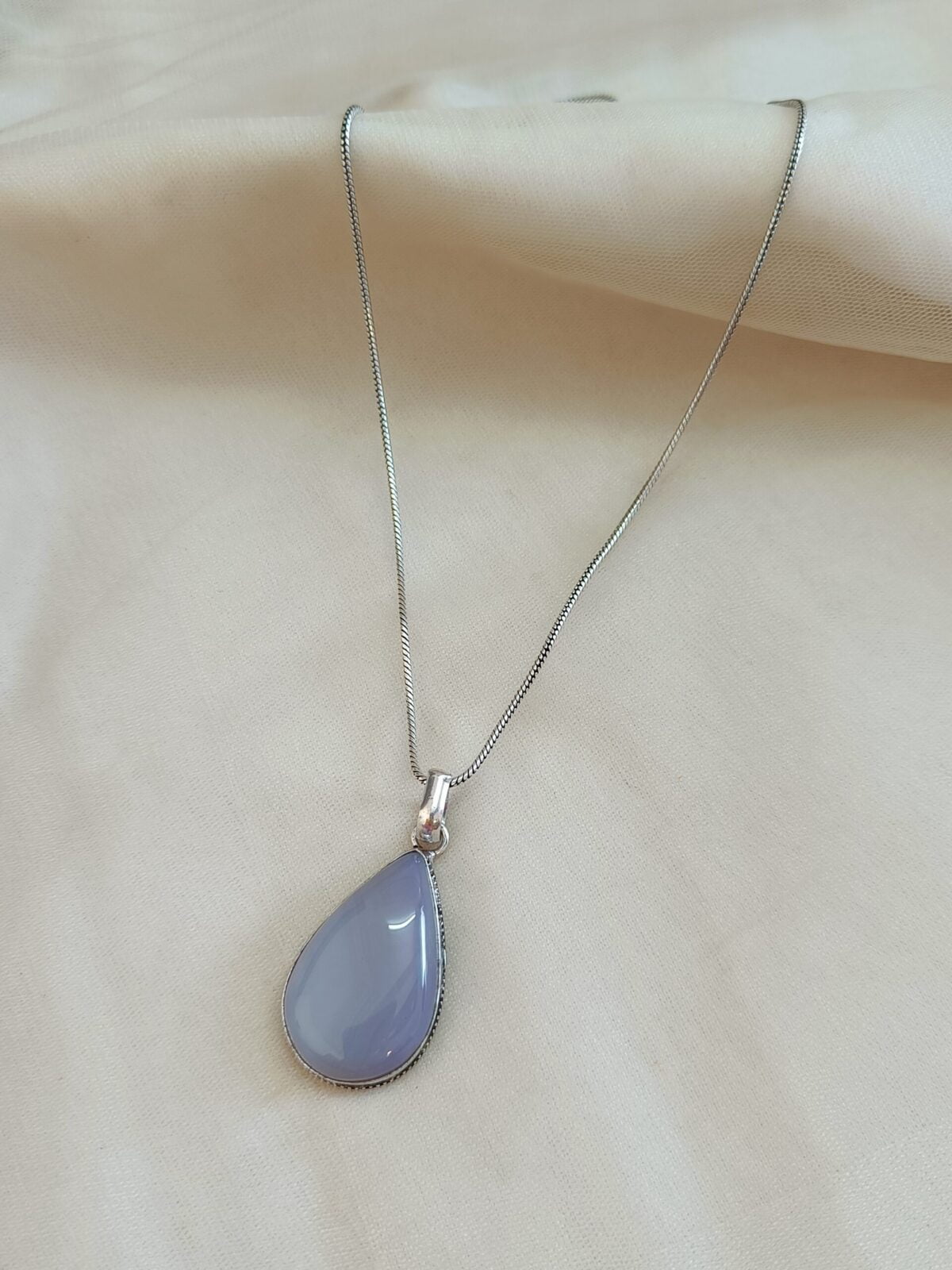 FHF Silver Plated Designer Drop Natural Stone Pendant