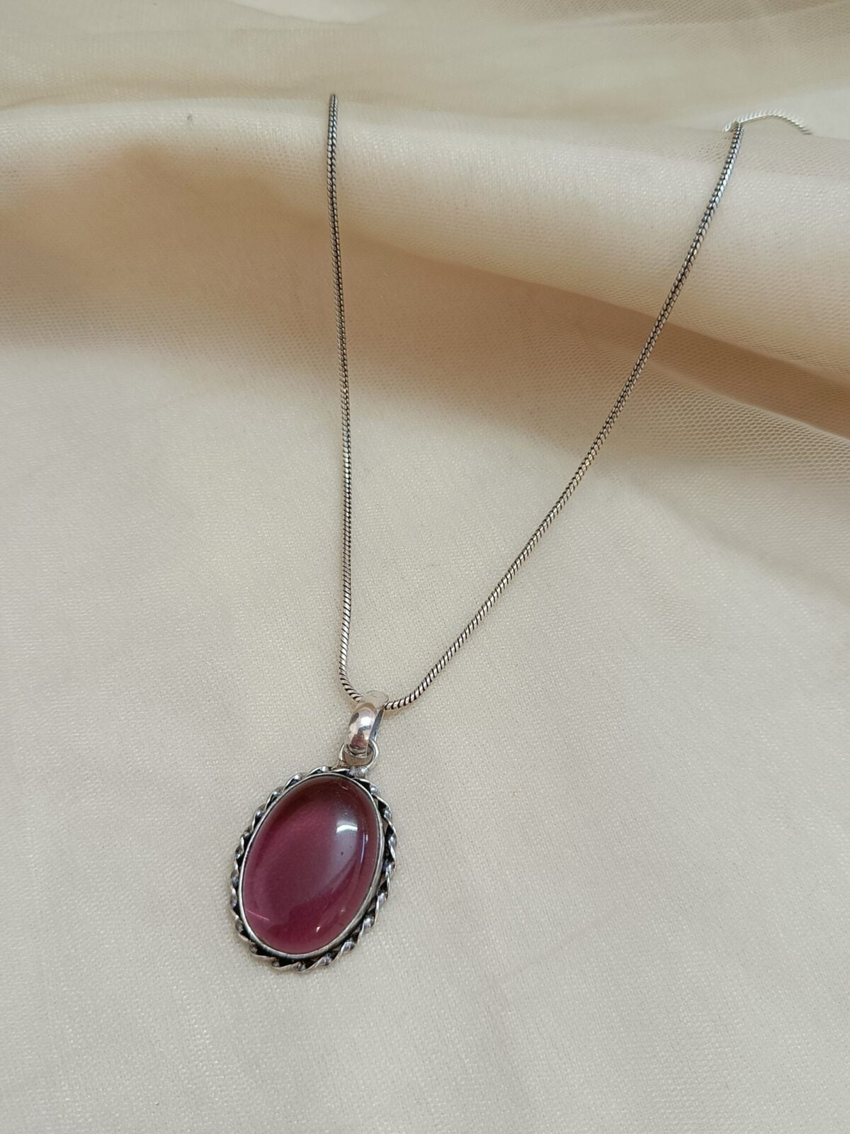 FHF Silver Plated Natural Stone Pendant