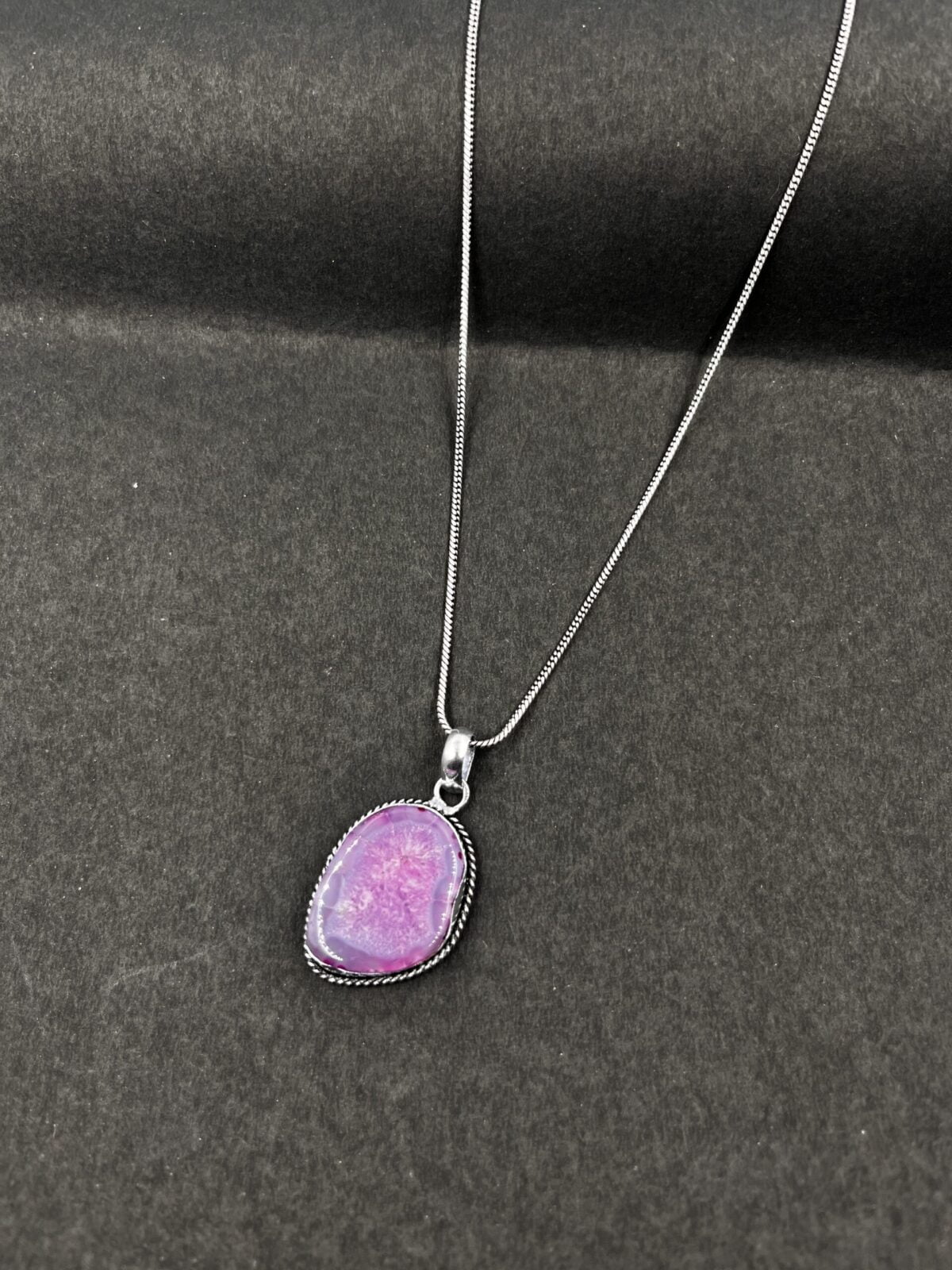 FHF Silver Plated Designer Natural Stone Pendent