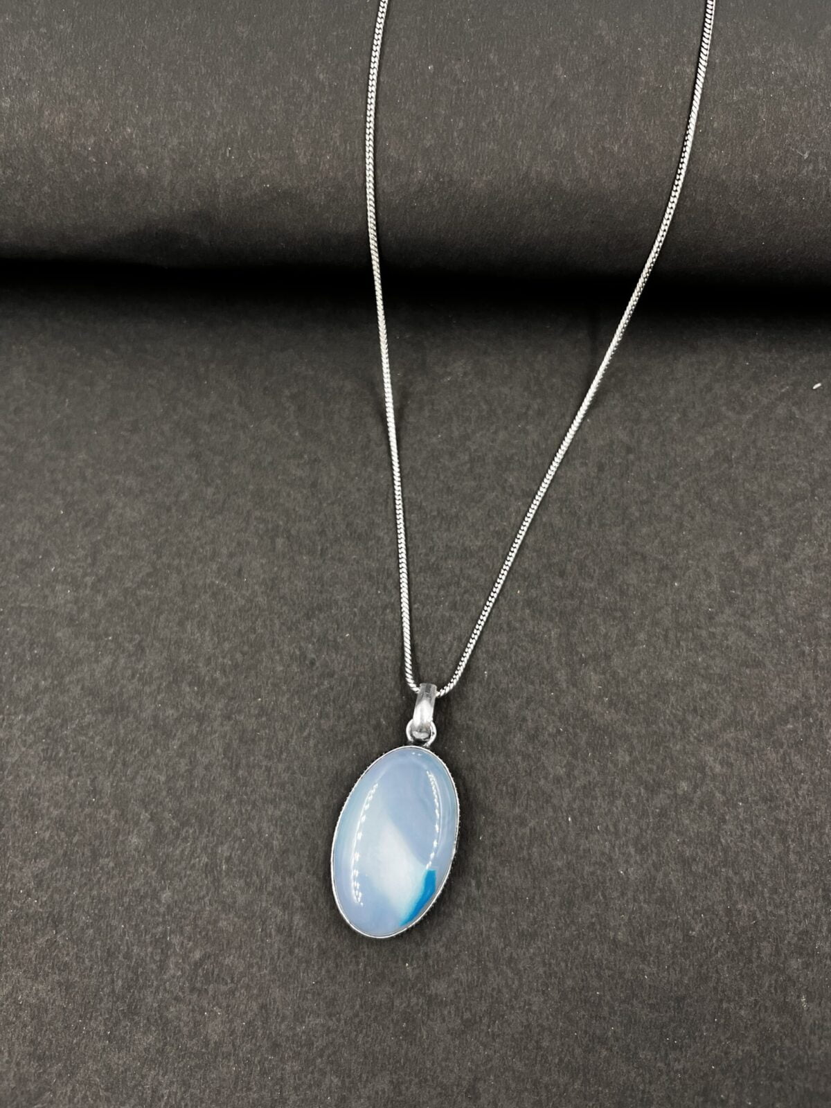 FHF Silver Plated Natural Stone Pendant