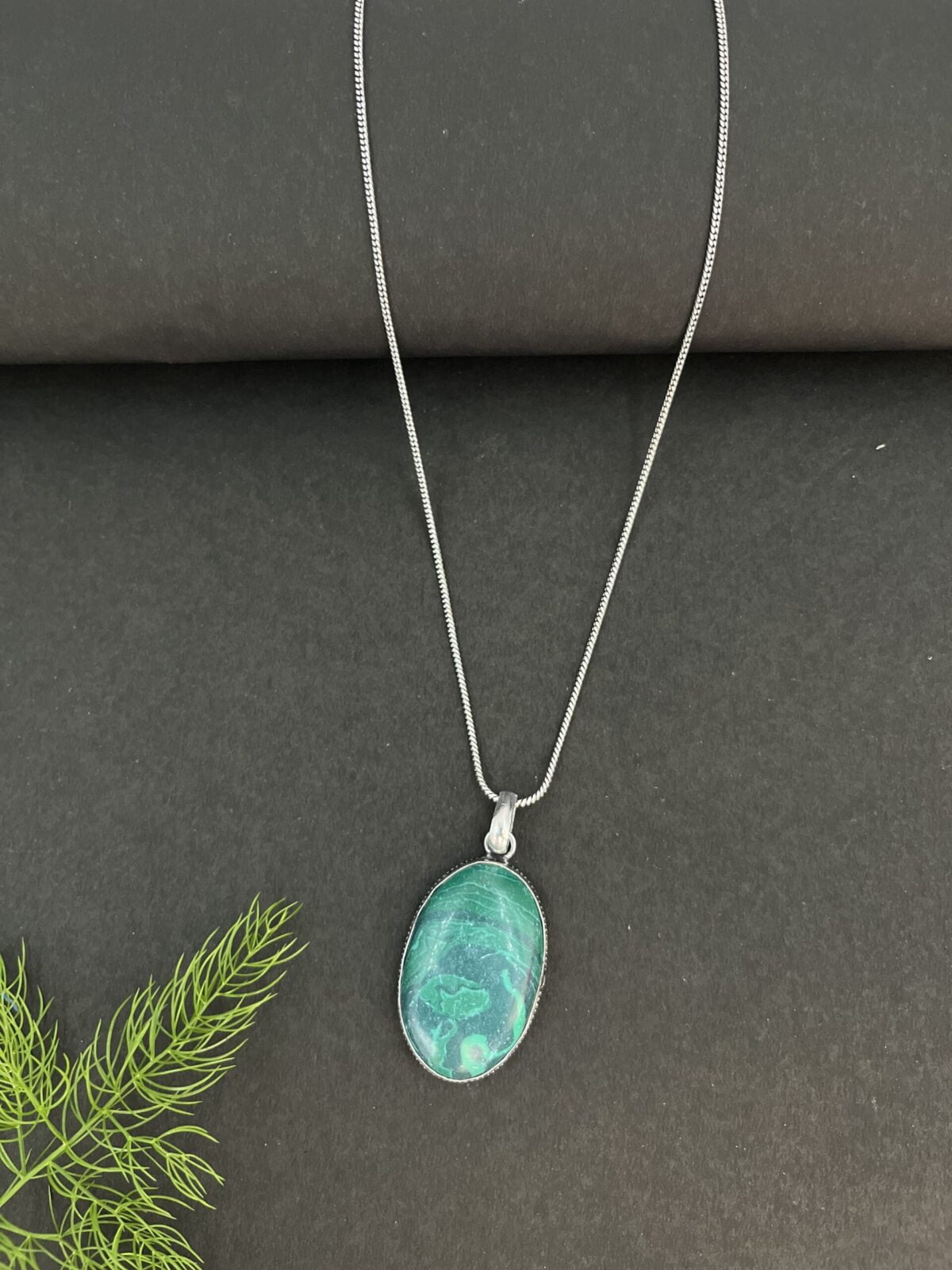 FHF Silver Plated Big Natural Stone Pendant - Image 2