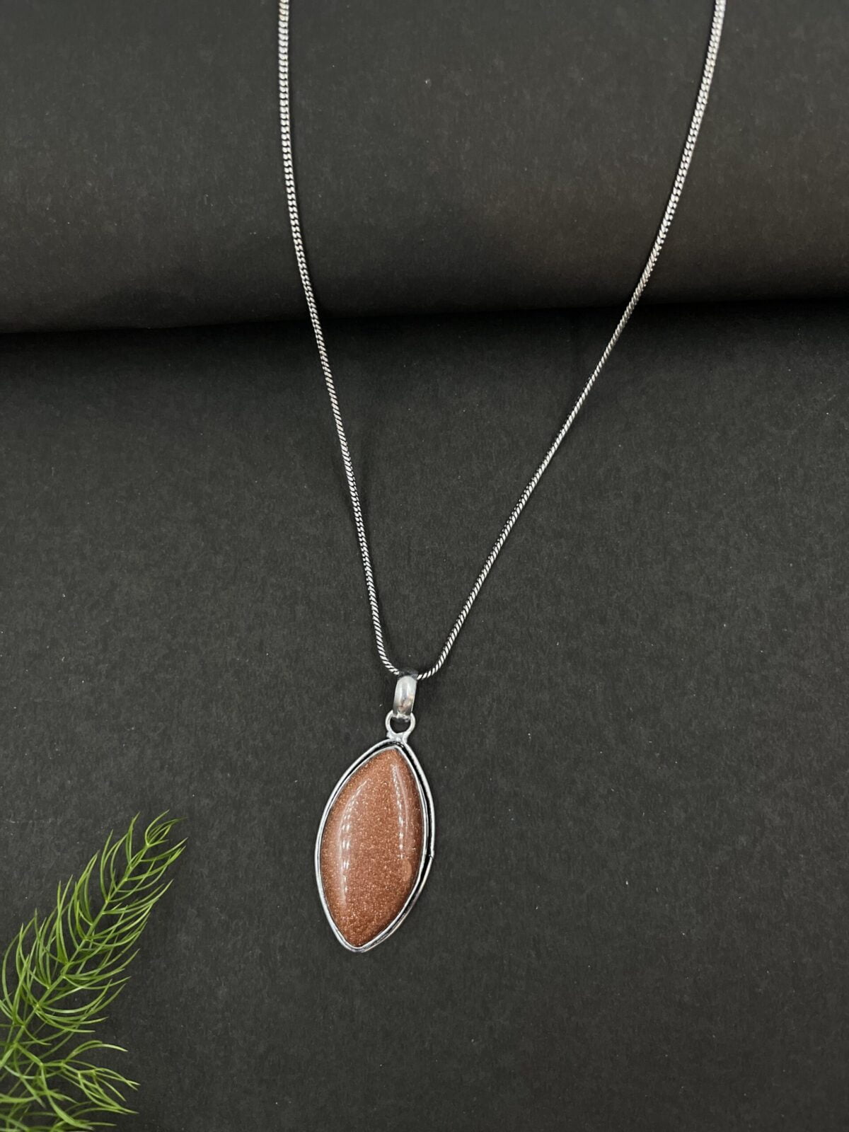 FHF Silver Plated Natural Stone Designer Pendant