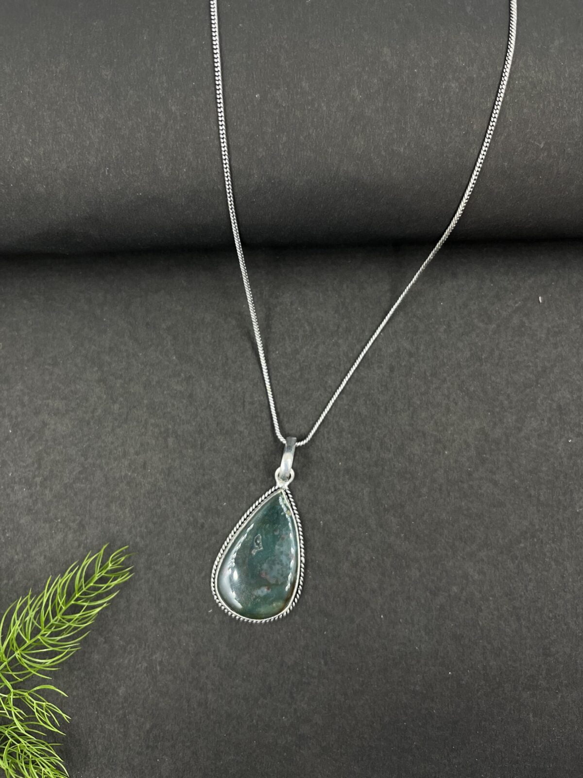 FHF Silver Plated Big Drop Natural Stone Pendant