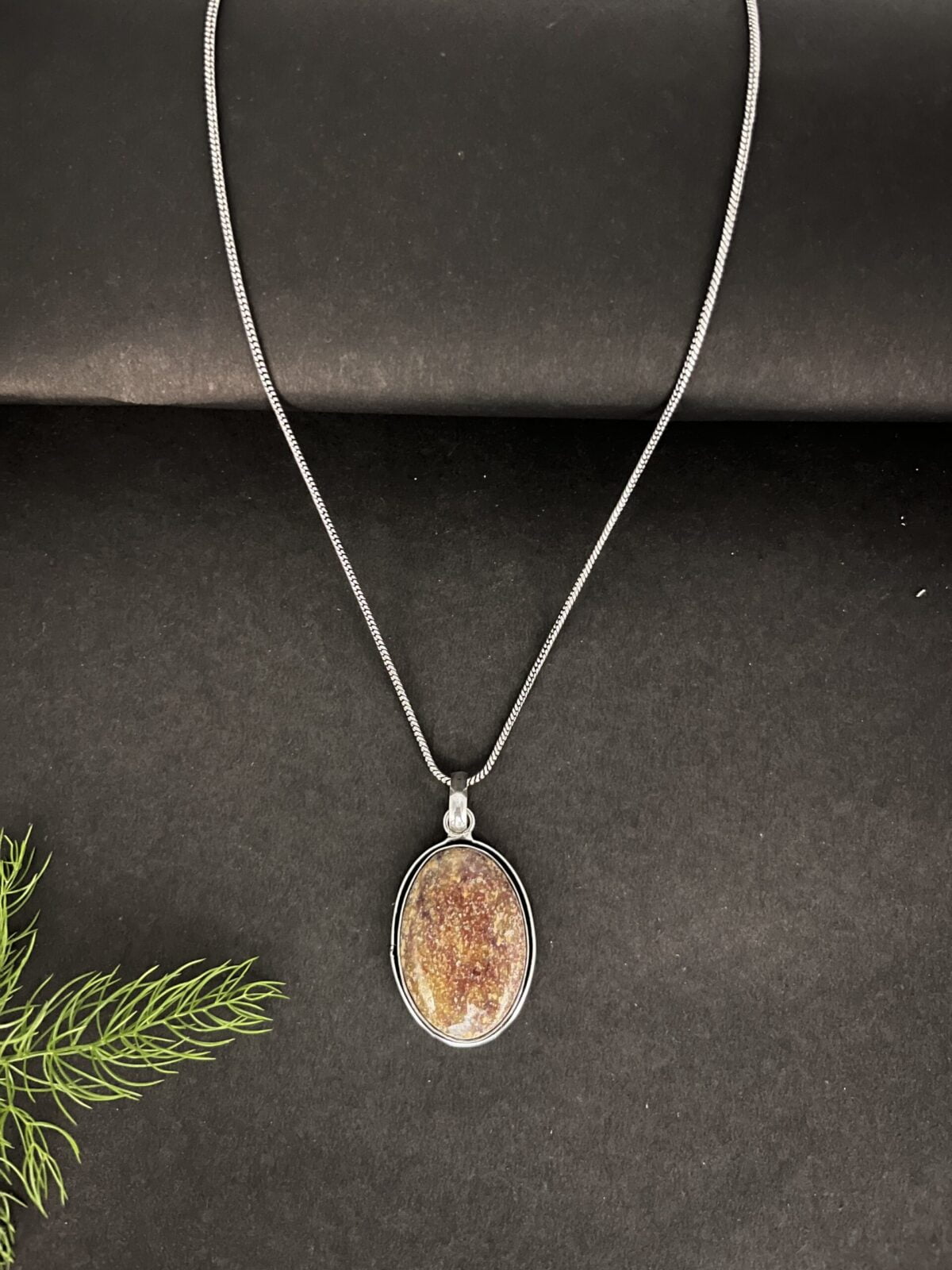 FHF Silver Plated Natural Stone Pendant