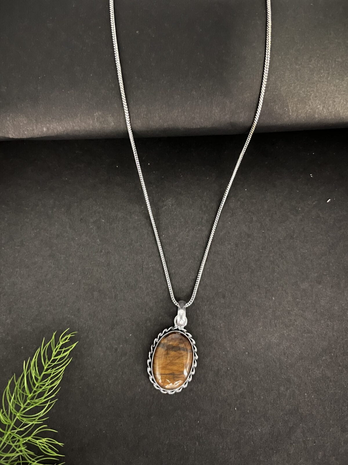 FHF Silver Plated Natural Stone Pendant