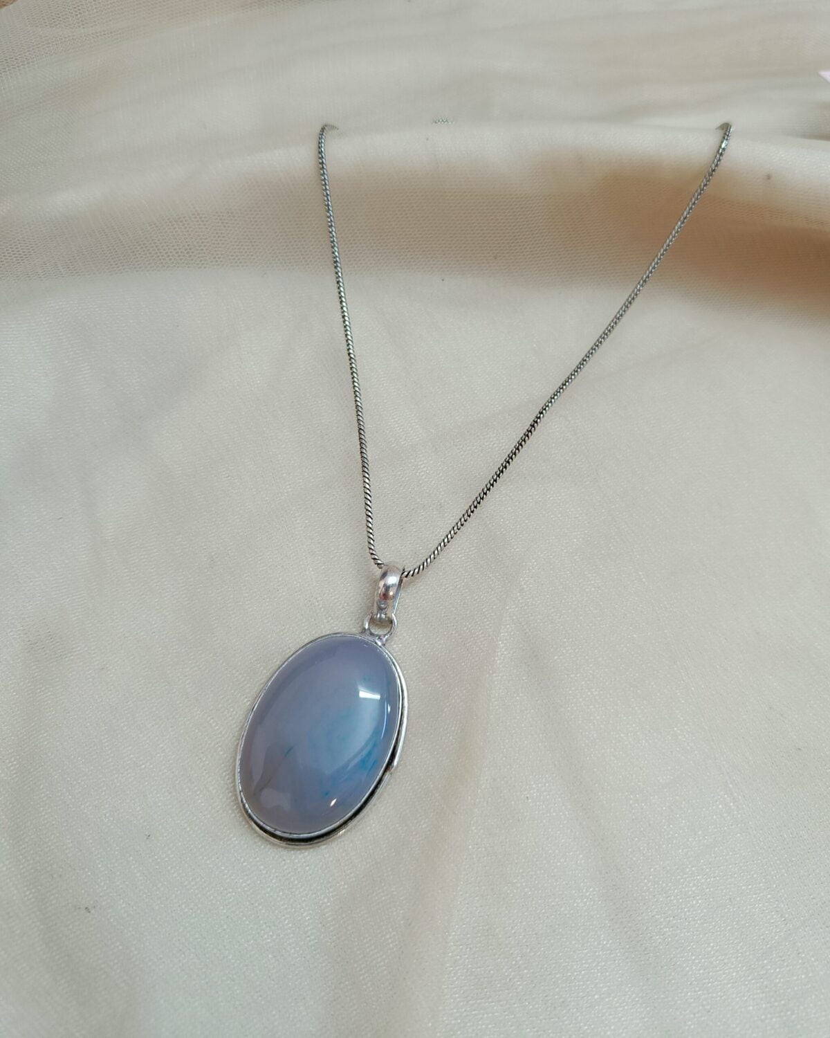 FHF Silver Plated Natural Stone Pendant