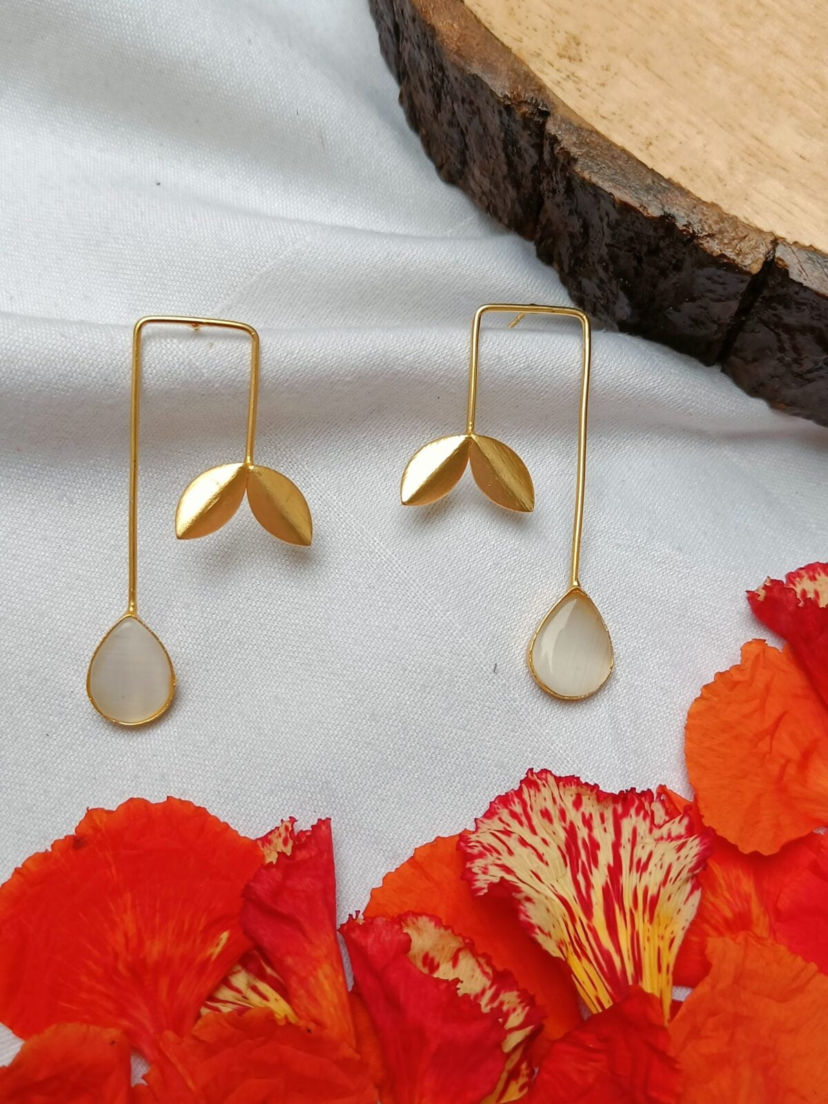 FHF Gold Plated Designer Drop Dangler Earrings