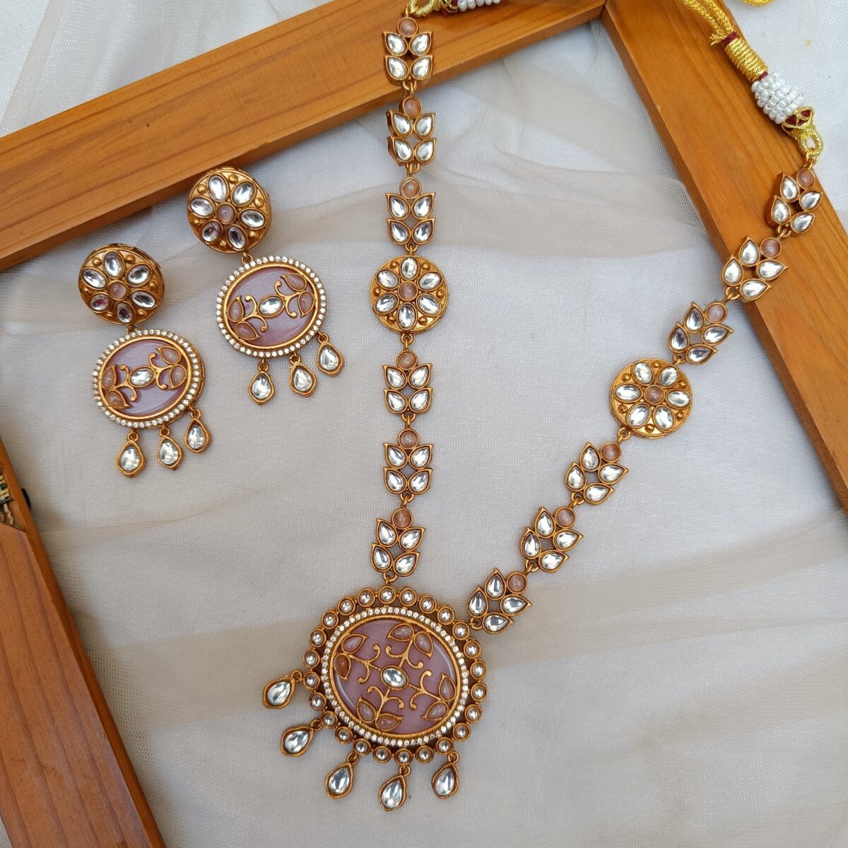 FHF Kundan Stone Designer Pink Necklace