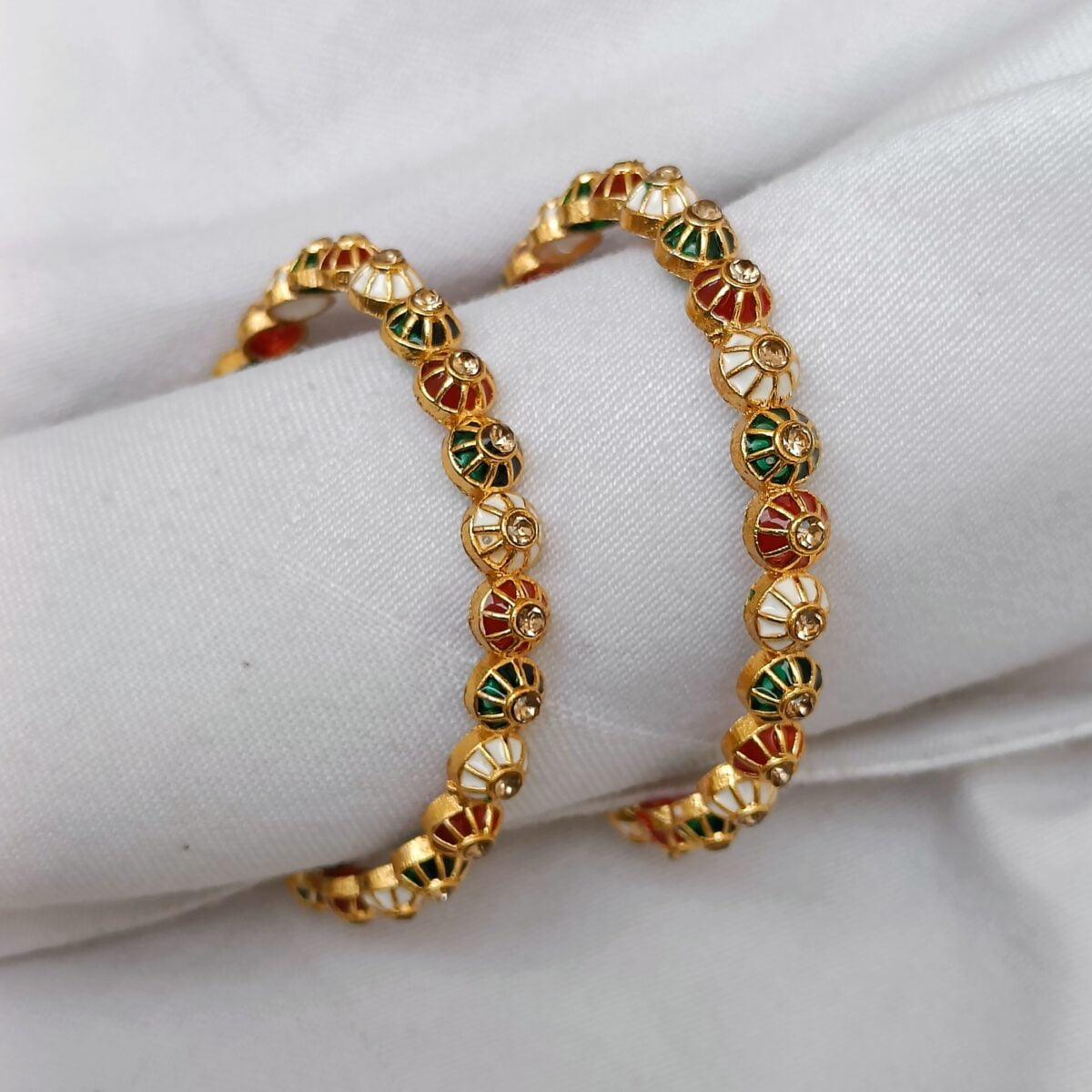 FHF Gold Plated Meenakari Designer Bangle Set