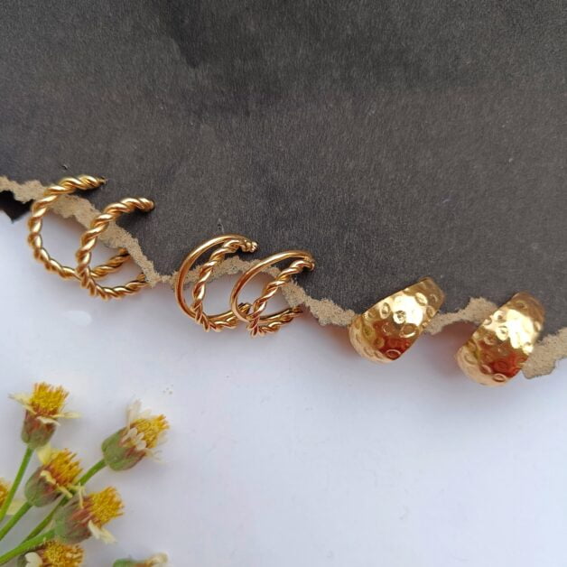 3 Pair Minimal Hoop Earrings- Combo pack