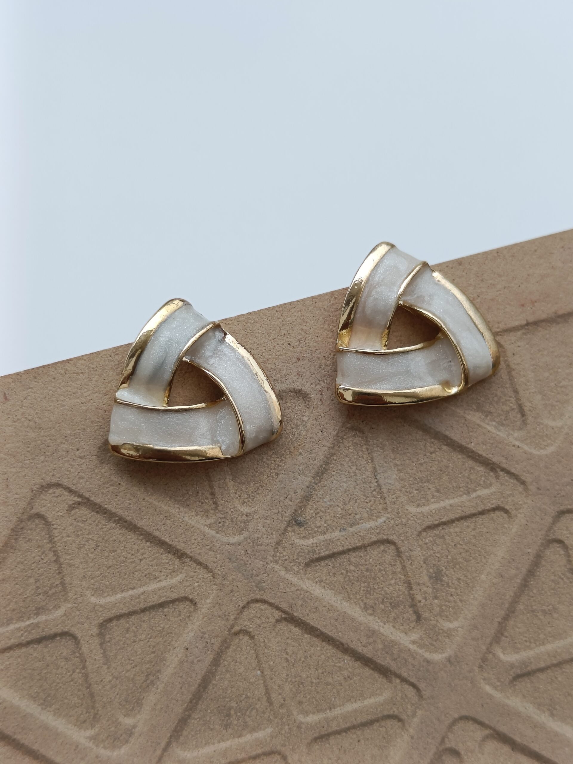 FHF Gold Plated Designer Triangle Stud Earrings