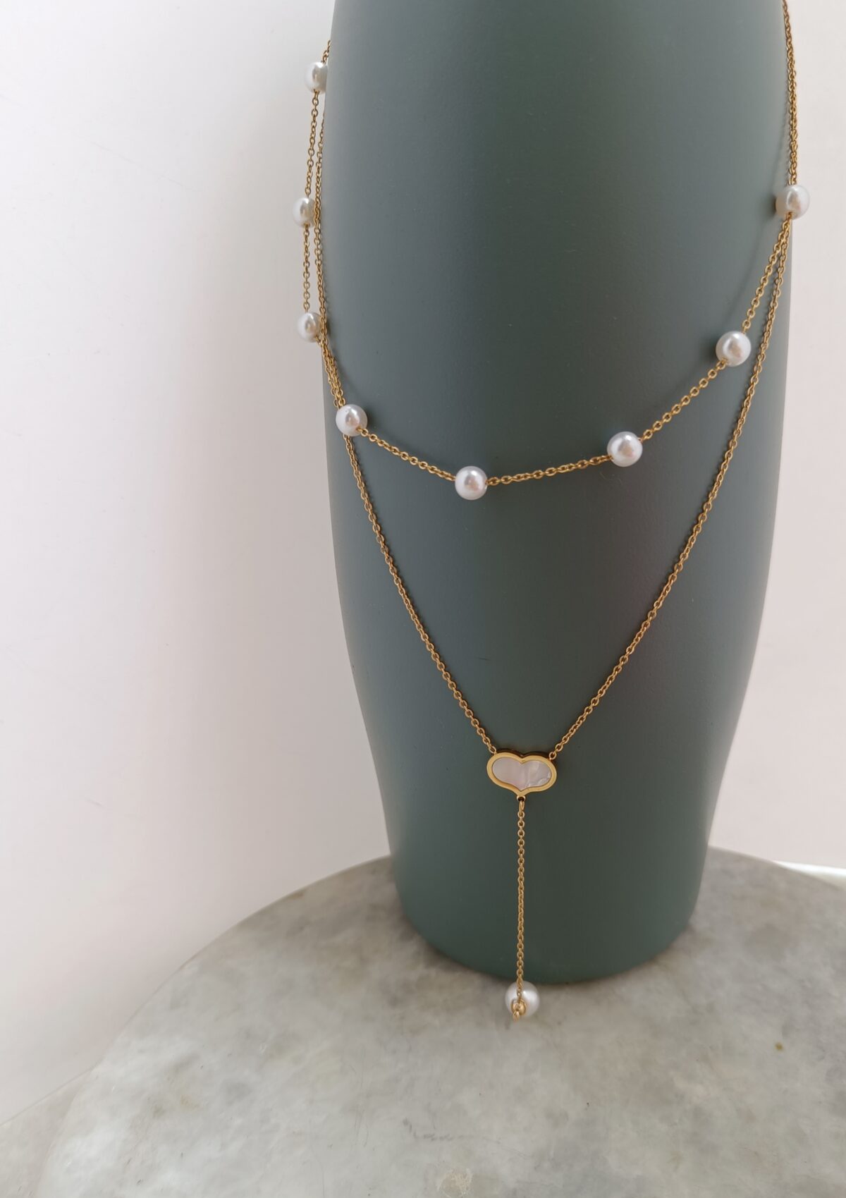 FHF Gold Plated Stainless Steel Pearl Studded Necklace