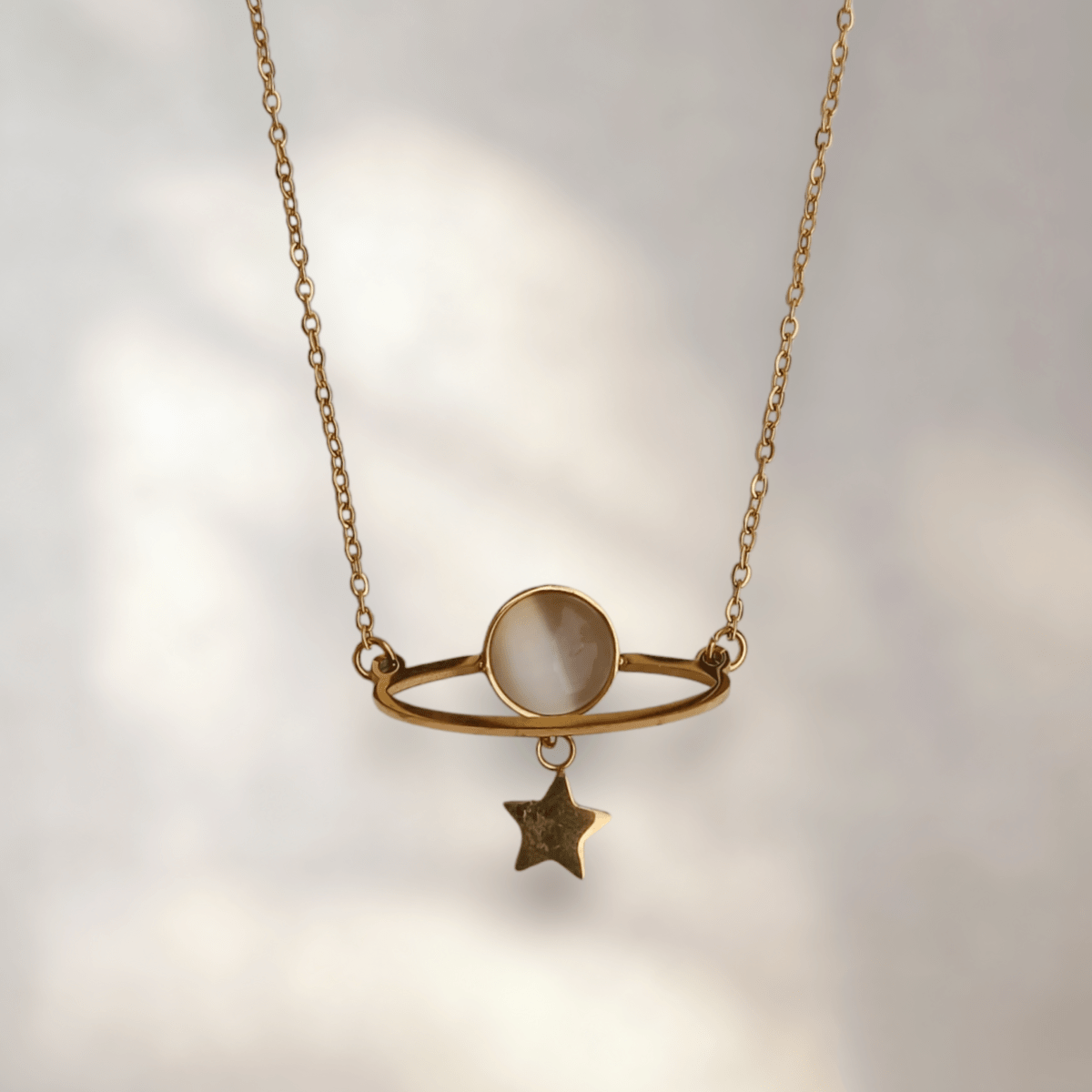 FHF Gold Plated Stainless Steel Star Moon Necklace